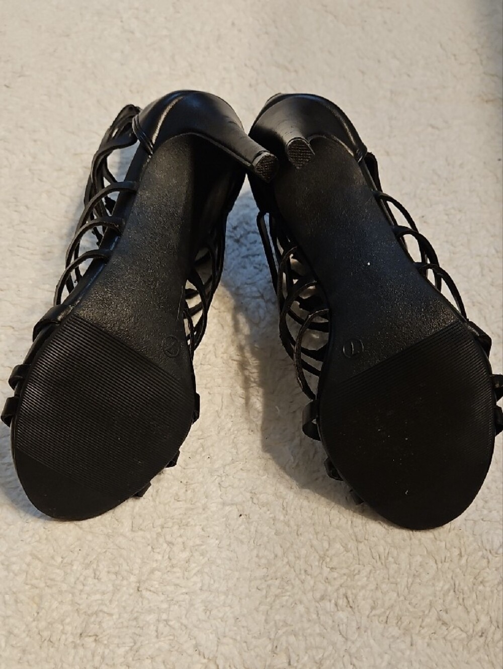 Black Strappy Gladiator High Heel Sandals - Picture 9 of 11